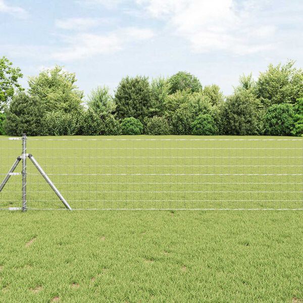 vidaXL Cl&ocirc;ture avec poteau Argent&eacute; 0,6 x 10 m Acier et PVC