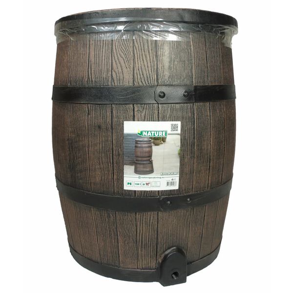 Nature Baril d'eau de pluie avec aspect de bois 120L 50,5x66 cm Marron