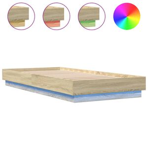 vidaXL Cadre de lit sans matelas avec lumi&egrave;res LED 100x200 cm