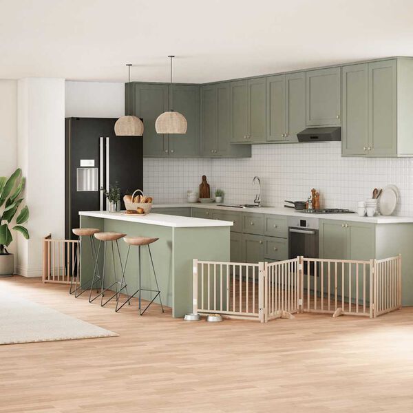 vidaXL Barri&egrave;re pour chien porte pliable 8 panneaux bois de peuplier