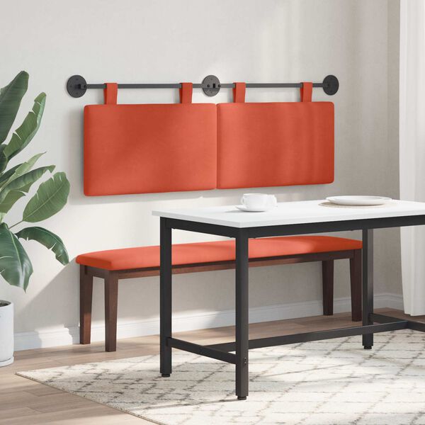 vidaXL T&ecirc;te de lit suspendue Uni Rouge orange 150 x 55 x 5 cm