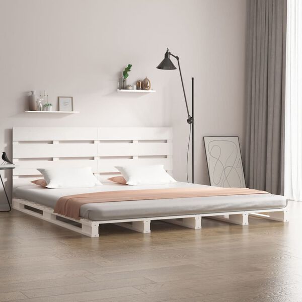 vidaXL Cadre de lit sans matelas blanc bois de pin massif