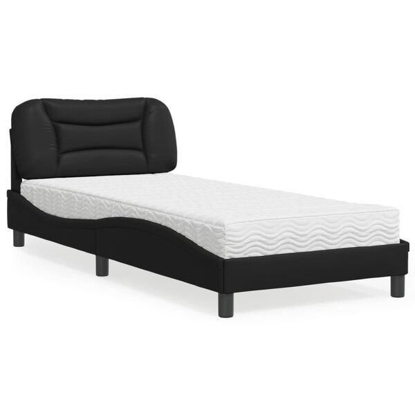vidaXL Lit avec matelas Hvar noir 90x200 cm similicuir