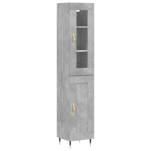 vidaXL Buffet haut Gris b&eacute;ton 34,5x34x180 cm Bois d'ing&eacute;nierie