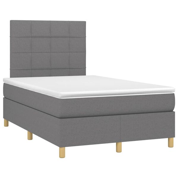 vidaXL Sommier &agrave; lattes de lit et matelas et LED Gris fonc&eacute; 120x200 cm