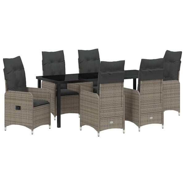 vidaXL Ensemble de salle &agrave; manger pour jardin 7 pcs Gris polyrotin