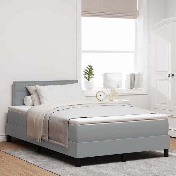 vidaXL Lit &agrave; ressorts avec matelas Gris clair 120 x 190 cm tissu