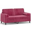 vidaXL Canap&eacute; 2 places avec oreillers bordeaux 140 cm velours