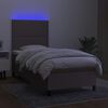 vidaXL Sommier &agrave; lattes de lit et matelas et LED Taupe 100x200cm Tissu