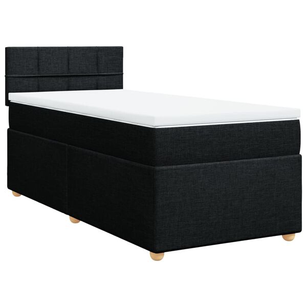 vidaXL Sommier à lattes de lit avec matelas Noir 90x200 cm Tissu