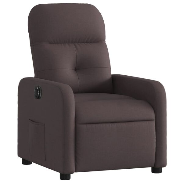 vidaXL Fauteuil inclinable &eacute;lectrique Marron fonc&eacute; Tissu