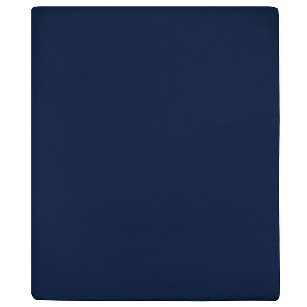 vidaXL Drap-housse Jersey Bleu marine 90x200 cm Coton