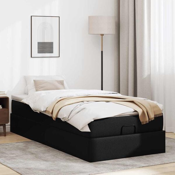 VidaXL Cadre de lit ottoman avec matelas noir 90x190 cm similicuir