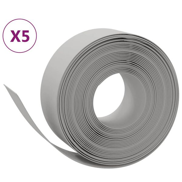 vidaXL Bordures de jardin 5 pcs gris 10 m 20 cm poly&eacute;thyl&egrave;ne