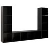 vidaXL Meubles TV 3 pcs Noir brillant 142,5x35x36,5 cm Bois ing&eacute;nierie