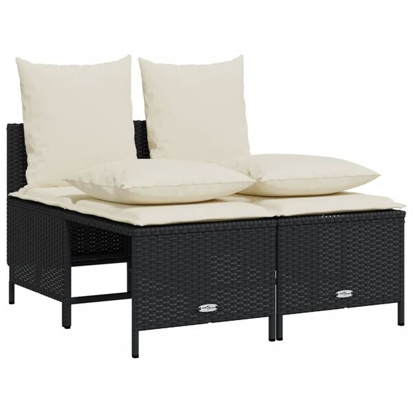vidaXL Salon de jardin 5 pcs avec coussins noir r&eacute;sine tress&eacute;e