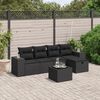 vidaXL Salon de jardin 6 pcs avec coussins noir r&eacute;sine tress&eacute;e