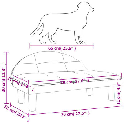vidaXL Lit pour chien gris foncé 70x52x30 cm tissu