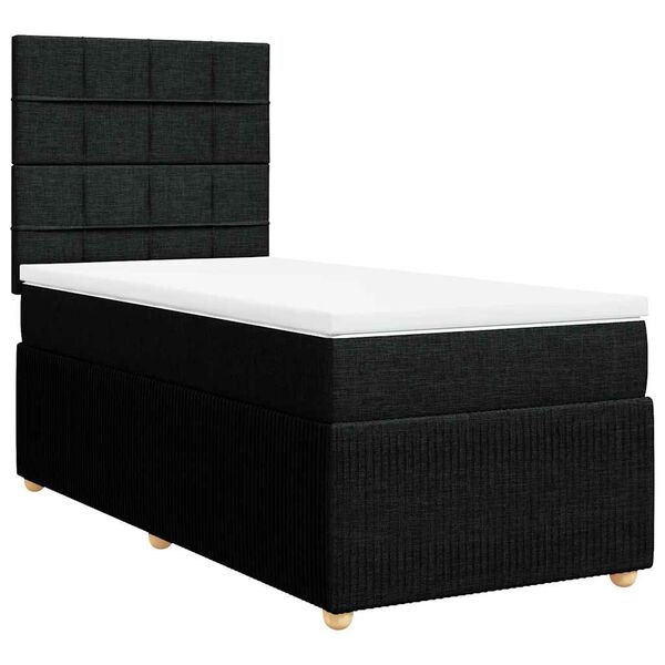 vidaXL Sommier &agrave; lattes de lit avec matelas Noir 100x200 cm Tissu