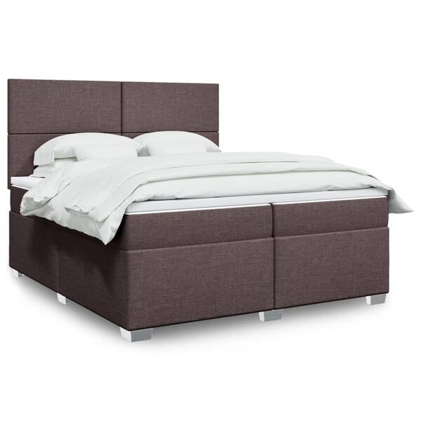 vidaXL Sommier &agrave; lattes de lit avec matelas Marron fonc&eacute; 200x200 cm