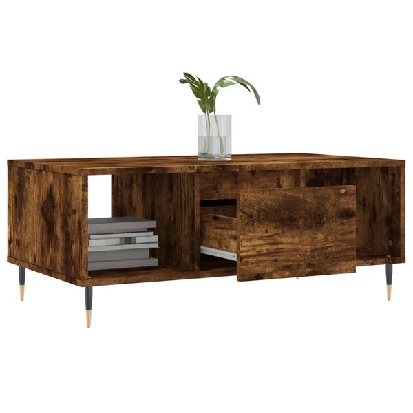 vidaXL Table basse Chêne fumé 90x50x36,5 cm Bois d'ingénierie