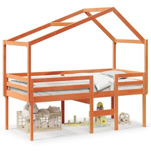 vidaXL Lit haut sans matelas cire marron 75x190 cm bois de pin massif