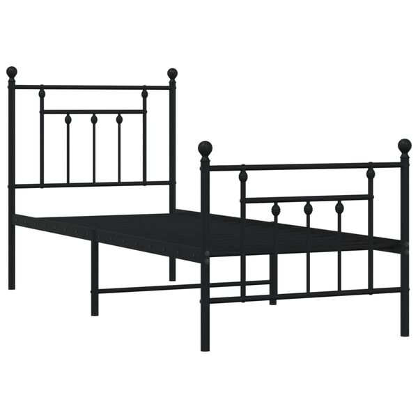 vidaXL Cadre de lit m&eacute;tal sans matelas avec pied de lit noir 75x190 cm