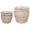 vidaXL Panier de Plante avec stockage 2 pcs Gris Rattan Lacak