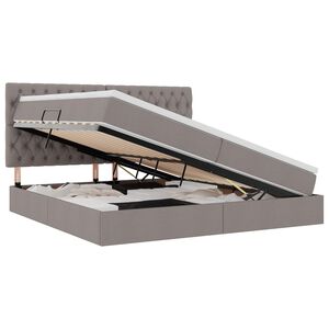 vidaXL Lit avec rangement et LED avec LED Taupe 200 x 200 cm Polyester