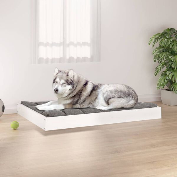 vidaXL Lit pour chien Blanc 101,5x74x9 cm Bois de pin solide