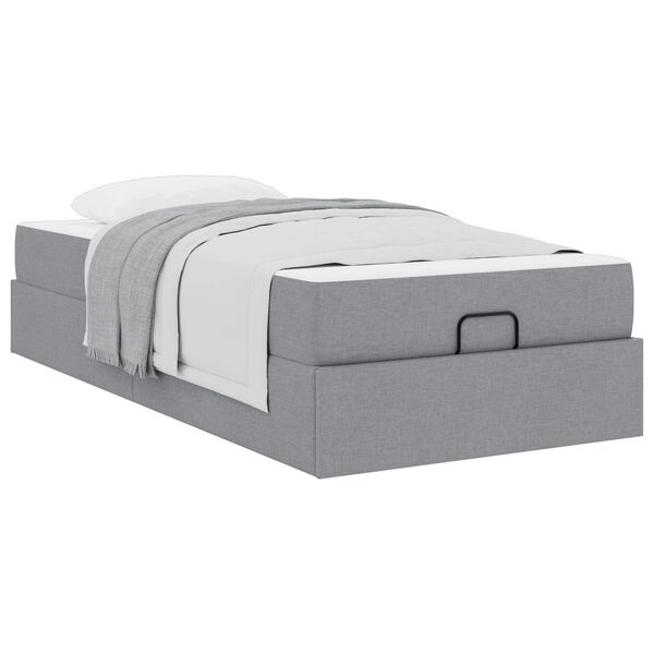 vidaXL Cadre de lit avec matelas avec matelas 2 pcs Gris clair tissu