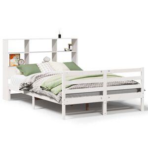 vidaXL Lit biblioth&egrave;que sans matelas blanc 160x200 cm bois pin massif