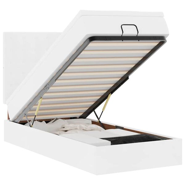 vidaXL Lit ottoman avec matelas blanc 80x200 cm similicuir