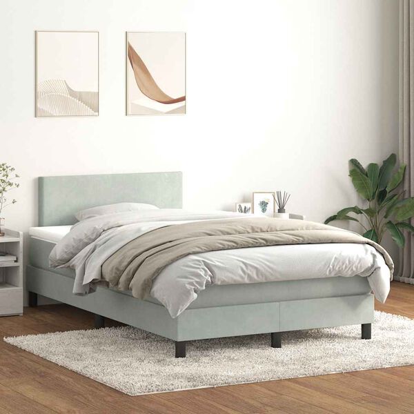 vidaXL Sommier &agrave; lattes de lit et matelas et LED gris clair 120x220cm velours