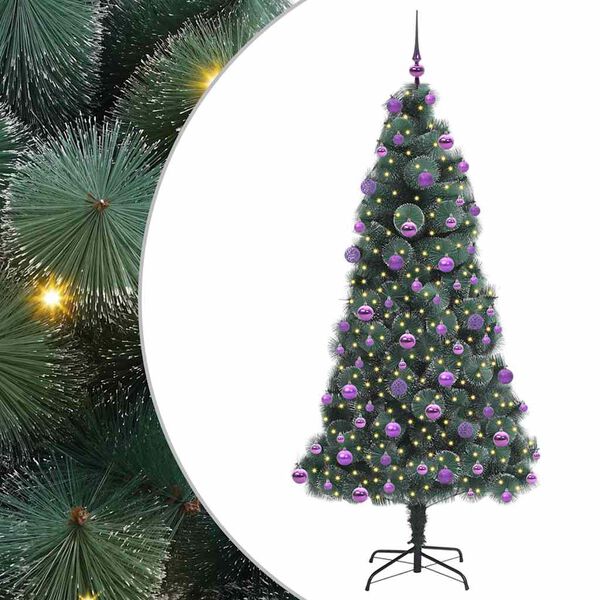 vidaXL Arbre de Noël artificiel pré-éclairé avec ensemble de boules