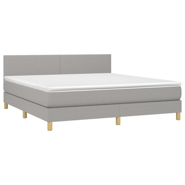 vidaXL Sommier &agrave; lattes de lit matelas LED Gris clair 160x200 cm Tissu