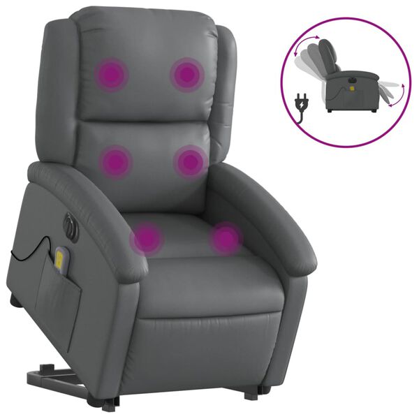 vidaXL Fauteuil inclinable de massage &eacute;lectrique gris similicuir