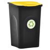 vidaXL Poubelle avec couvercle &agrave; charni&egrave;re 50 L Noir et jaune