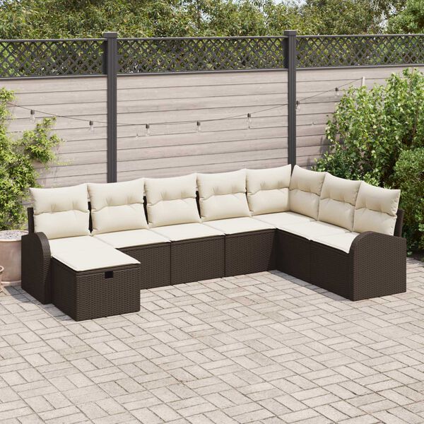vidaXL Ensemble de canapé de jardin 8 pcs Marron Poly rotin