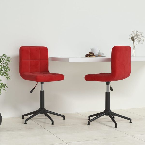 vidaXL Chaises pivotantes &agrave; manger lot de 2 Rouge bordeaux Velours