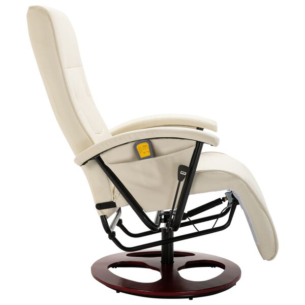 vidaXL Fauteuil de massage blanc crème similicuir