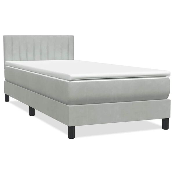 vidaXL Sommier &agrave; lattes de lit et matelas et LED gris clair 90x210 cm velours