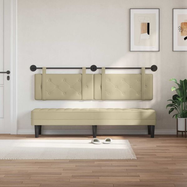 vidaXL T&ecirc;te de lit suspendue Cr&egrave;me 190 x 55 x 5 cm Simili cuir