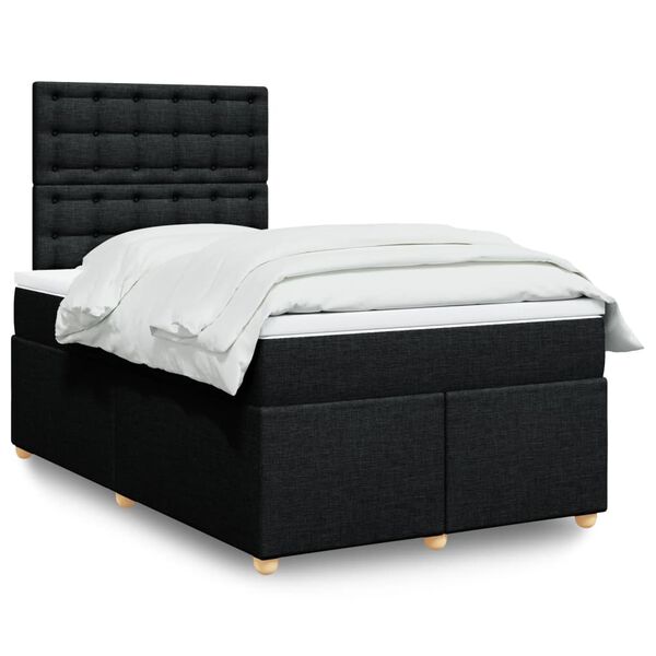 vidaXL Sommier &agrave; lattes de lit avec matelas noir 120x190 cm tissu