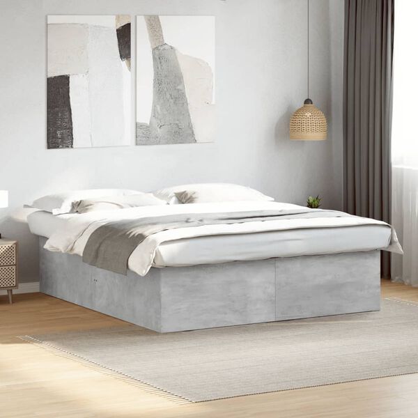 vidaXL Cadre de lit sans matelas gris b&eacute;ton 200x200 cm
