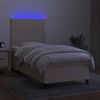 vidaXL Sommier &agrave; lattes de lit et matelas et LED Cr&egrave;me 90x190 cm Tissu