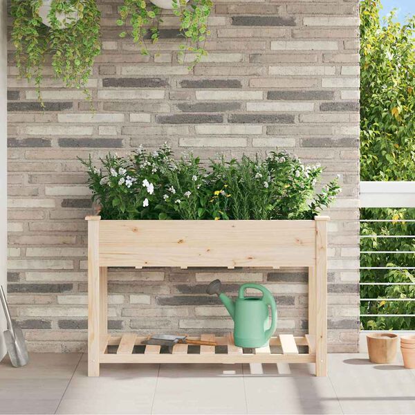 vidaXL Cache-pot de jardin avec &eacute;tag&egrave;re Beige 115 x 59 x 76,5 cm