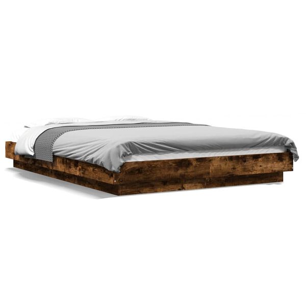 vidaXL Cadre de lit sans matelas ch&ecirc;ne fum&eacute; 120x200 cm