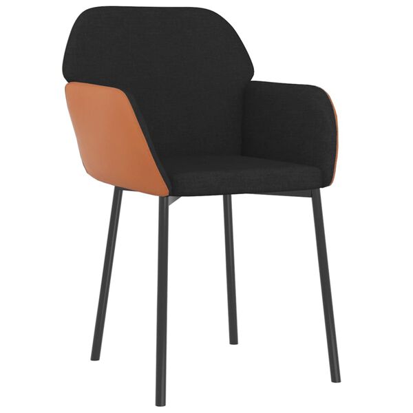 vidaXL Chaises &agrave; manger lot de 2 noir tissu et similicuir