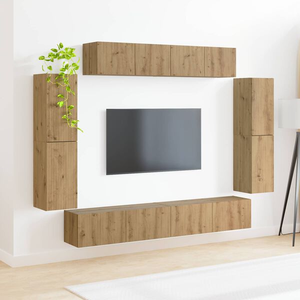 vidaXL Meuble TV 8 pcs Ch&ecirc;ne artisanal